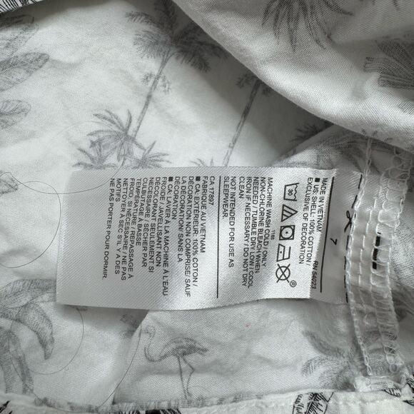 JANIE & JACK Tropical Tree Crisp Button Up Shirt Size 7 Boys Black White Cotton - Picture 4 of 4